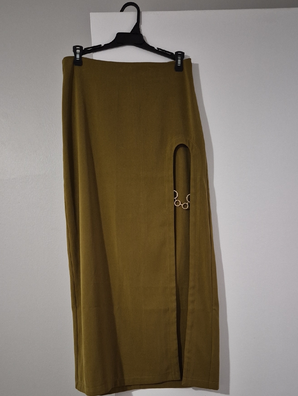 Nasty Gal Olive Maxi Skirt with Side Ring Detail
